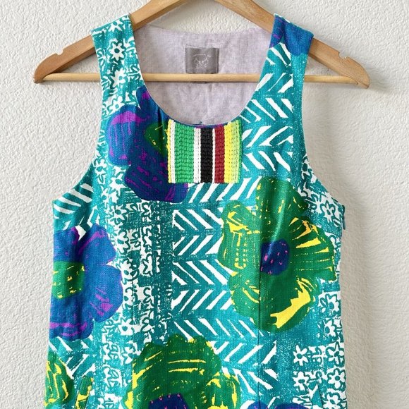 Anthropologie Vanessa Virginia Hibiscus Embroidered Floral Printed Shift Dress 4 - Picture 2 of 5